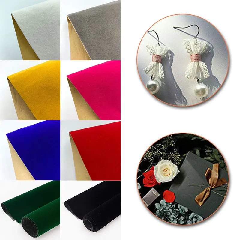 Самоклеящаяся бархатная ткань 20/40x145 см флокированная подкладка для шкатулки