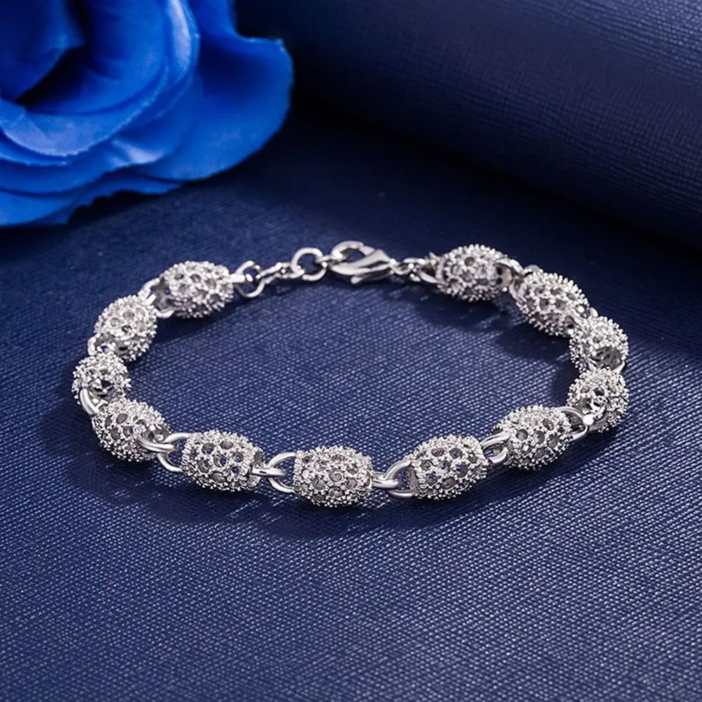 

Gifts Hot Sale Men Women Trendy Fashion 925 Silver Hand Chain Hollow Out Bangle Bracelet
