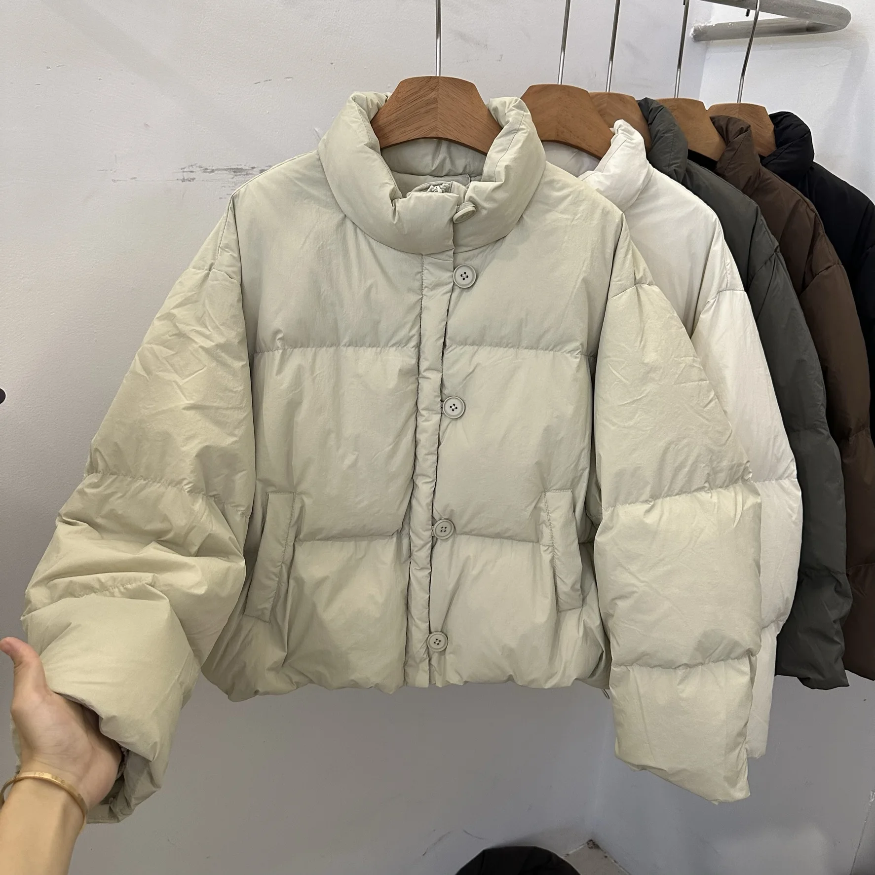 Корейская серия однобортный пуховик с воротником-стойкой верхняя одежда для