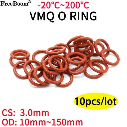 Силиконовое уплотнительное кольцо VMQ, 10 шт., резиновое изолированное Круглое уплотнительное кольцо, диаметр 3 мм, диаметр 10-150 мм