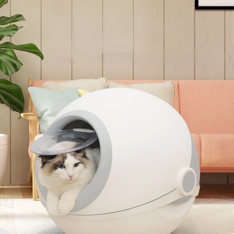 

Space Capsule Cat Litter Box Fully Enclosed Toilets For Cats Isolation Deodorant Cat Bedpans Flip Cover Toilet Trays For Cats