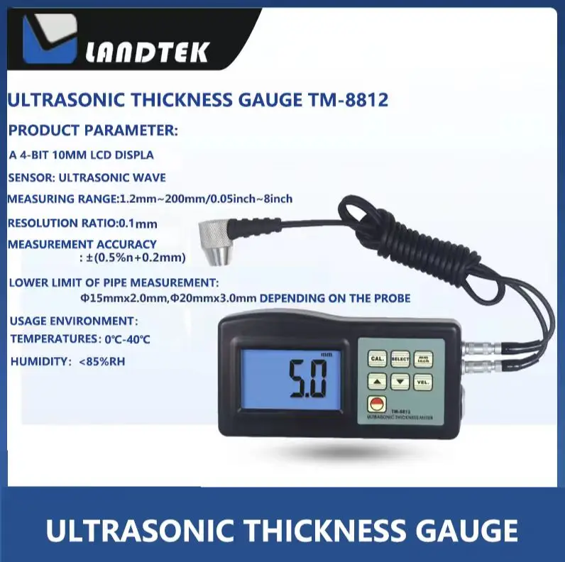 

LANDTEK TM-8812 Ultrasonic Thickness Meter Use For measuring thickness and corrosion of pressure vessels power station.