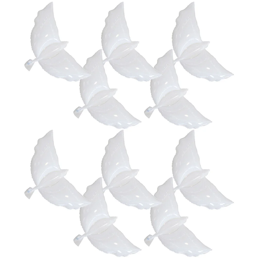 

10 Pcs Peace Dove Balloon Garden Balloons White Memorial Party Props Supplies Aluminum Film Decoration Outdoor Wedding