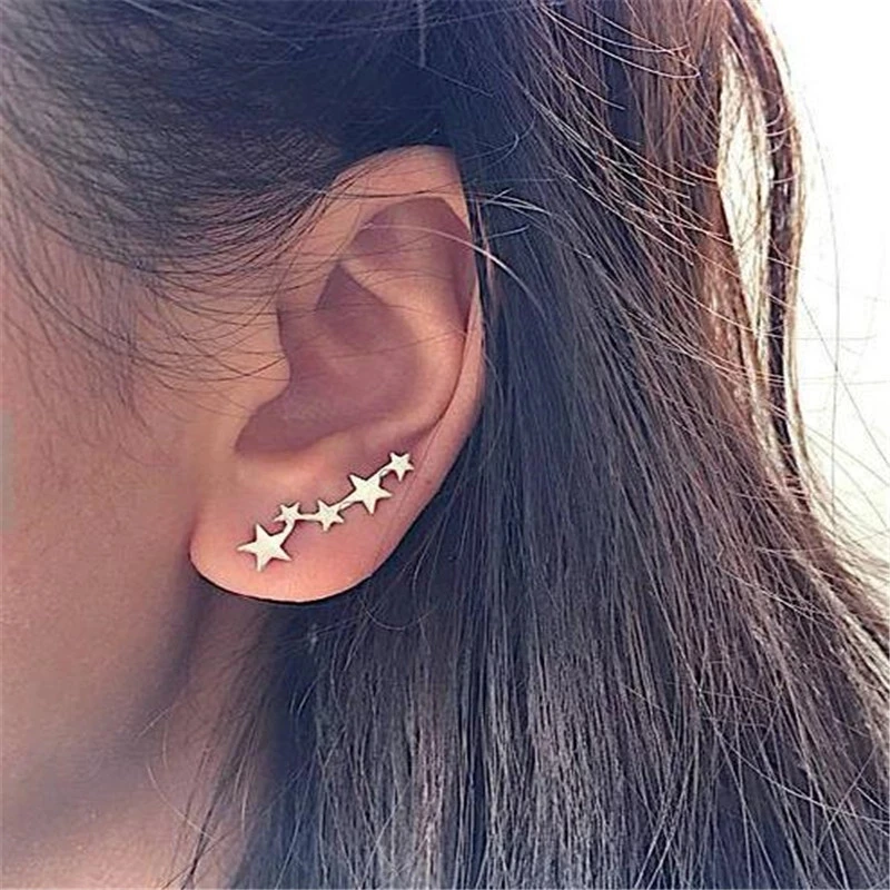 

Korean Fashion Simple Trendy The Size of the Stars Earrings Exquisite Creative Ear Bone Stud Earrings Ladies Jewelry Wholesale