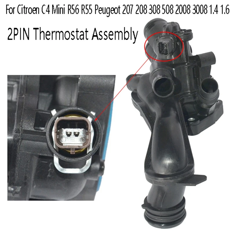 Thermostat Housing Water Outlet Fit for Citroen C4 MINI R56 R55 Peugeot 207 208 308 508 2008 3008 1.4 1.6 9808646980