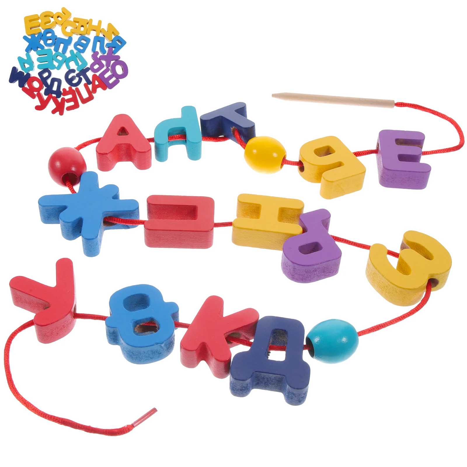 

Kids Puzzle Toys Russian Alphabet Wooden Baby Blocks Beaded Montessori Learning Recognition Child Babies