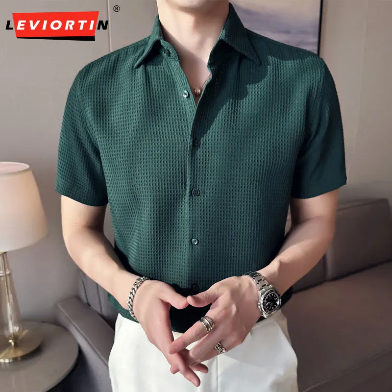 

Женская летняя драпированная рубашка в клетку с коротким рукавом, модель 4XL-S 2023, деловая одежда, облегающий Повседневный смокинг для выпускного вечера