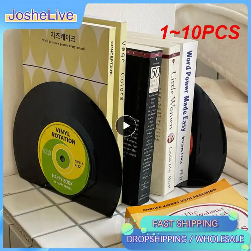 1~10PCS Vinyl CD Bookends Creative Record Bookstand Desktop Decoration Rubbie Vintage Partition Bookcase Office Accessories