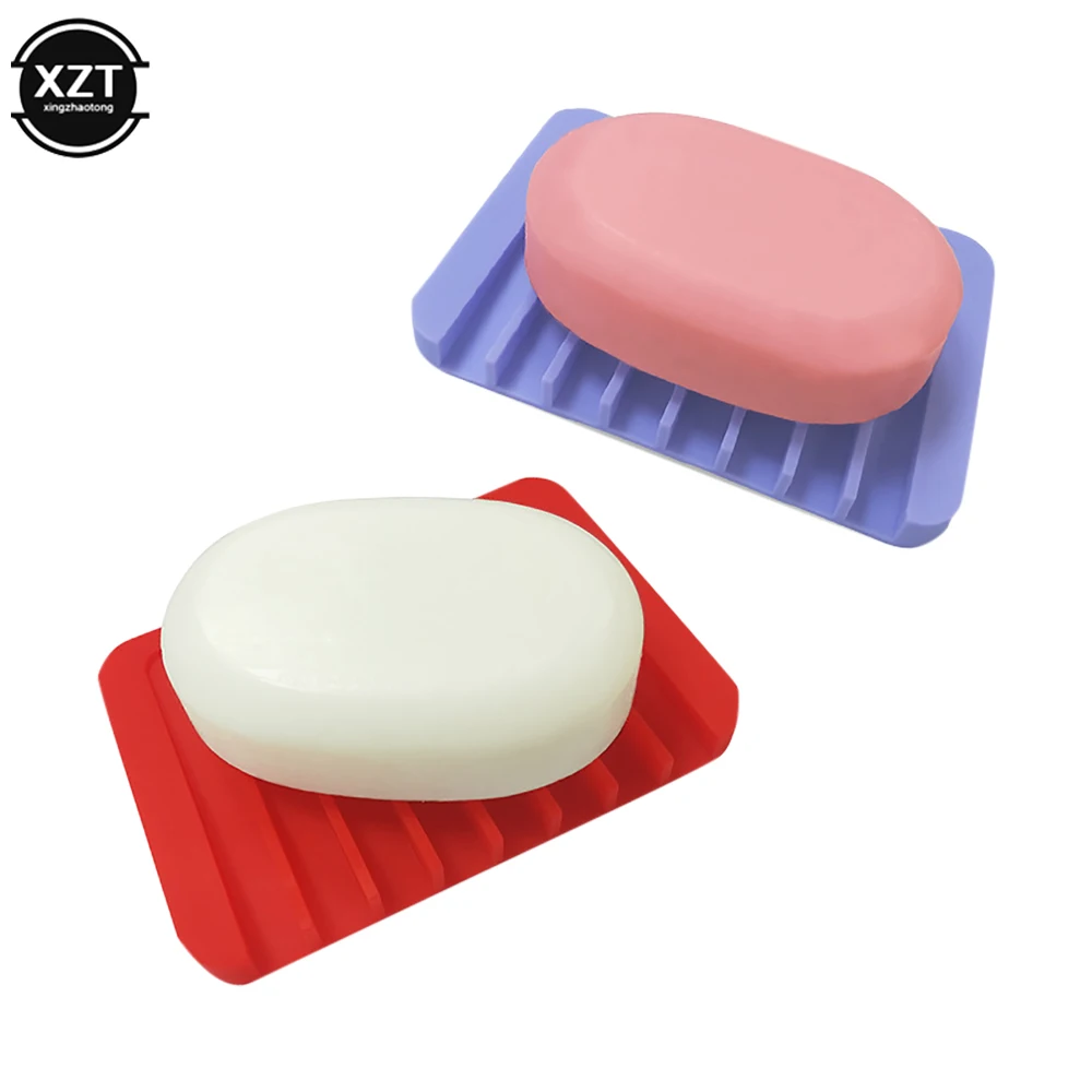 

1Pc Bathroom Silicone Flexible Soap Dishes Storage Holder Soapbox Plate Tray Drain Bath Anti-skidding Tools New