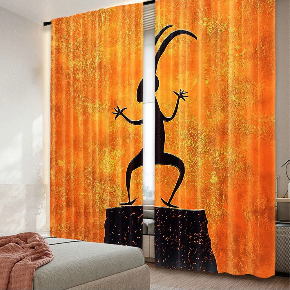 2 шт. ретро занавеска в этническом стиле с изображением танцующего персонажа