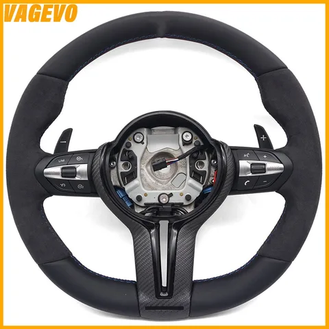 Руль для BMW F30 F32 F10 F20 F07 F01 F90 E90 M3 M5 M, спортивный многофункциональный руль из алькантары из углеродного волокна