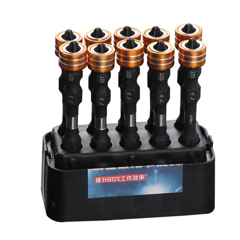 Promotion! 10PCS Magnetic Ring Phillips Double Cross Head Screwdriver Bit Anti-Slip Ph2 Strong Hardness S2 65Mm Bits |