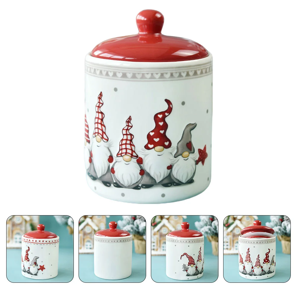 

Jar Christmas Cookie Ceramic Candy Gnome Storage Santa Tea Bowl Canister Holiday Xmas Containers Boxes Sealed Spaghetti Favor