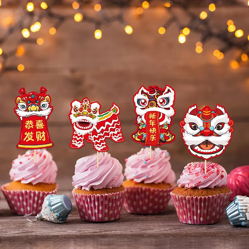 

8Pcs Cupcake Topper 2024 Happy New Year Christmas Mini Cake Insert Wedding Decoration Party Supplies Party DIY Baking Tool
