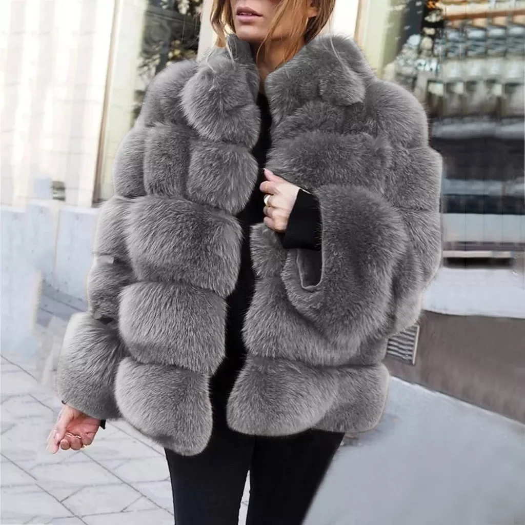 

2022 style Faux fur coat 100% Faux fur jacket female winter warm leather fur coat high quality fur vest Plus Size 4XL