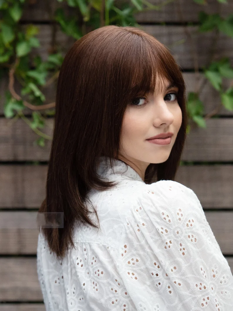 Мягкий натуральный длинный коричневый прямой парик Боб на шелковой основе 5x5