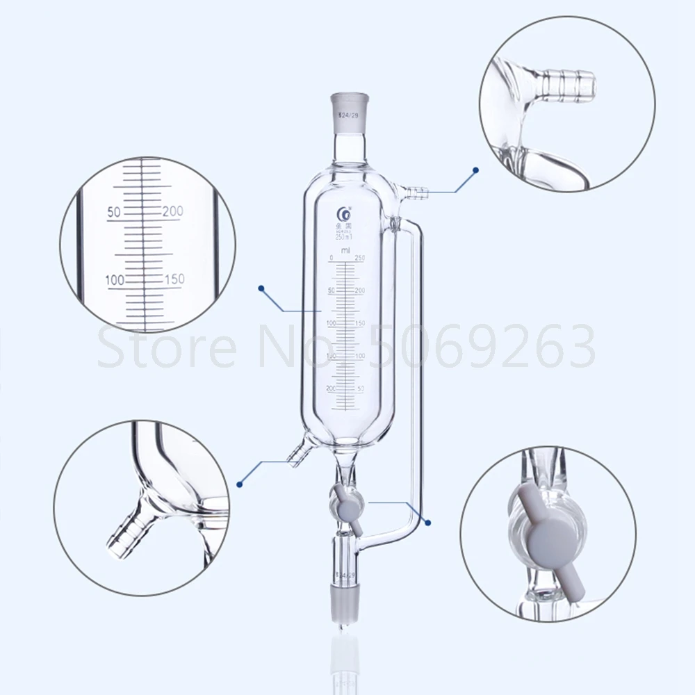 Cena 1 Sztuk Dwuwarstwowe Szklane Stałe Ciśnienie Oddzielające Lejek, Wysokiej Jakości Szkło Borokrzemowe Wysokotemperaturowe Izolacyjne Kroplówki Lejek