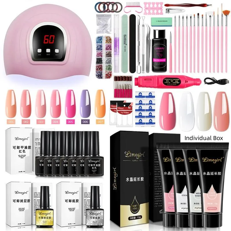 

Nail Set With Nail Lamp Nail Dryer Nail Drill Machine Manicure Set Kit Poly Nail Gel Kit Polish Set Soak off Nail Art Tools Sets