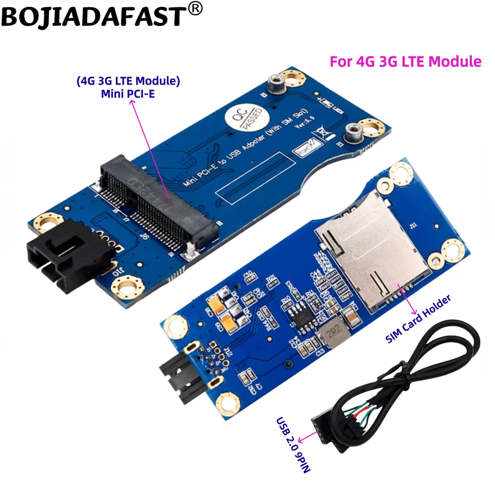 Фото USB 2.0 9-контактный разъем для беспроводного адаптера Mini PCI-E MPCIe с одним слотом для SIM-карты, версия 5.0, для модуля 3G 4G LTE GSM-модема №1