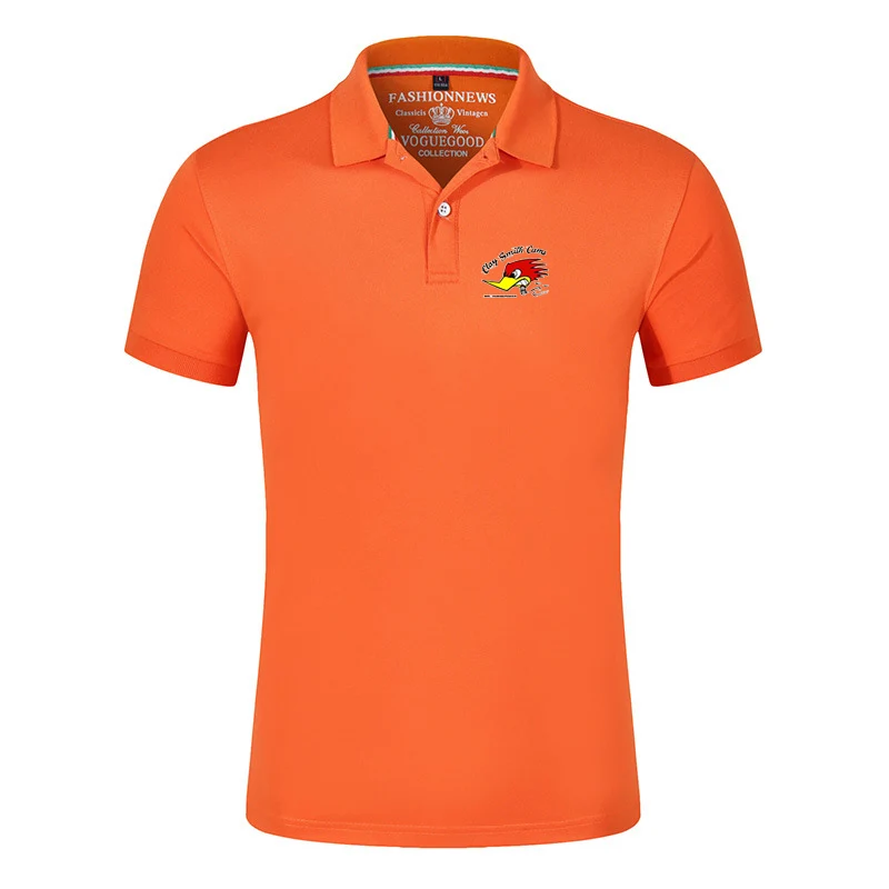 Мужская хлопковая рубашка-поло с воротником лацканами и логотипом