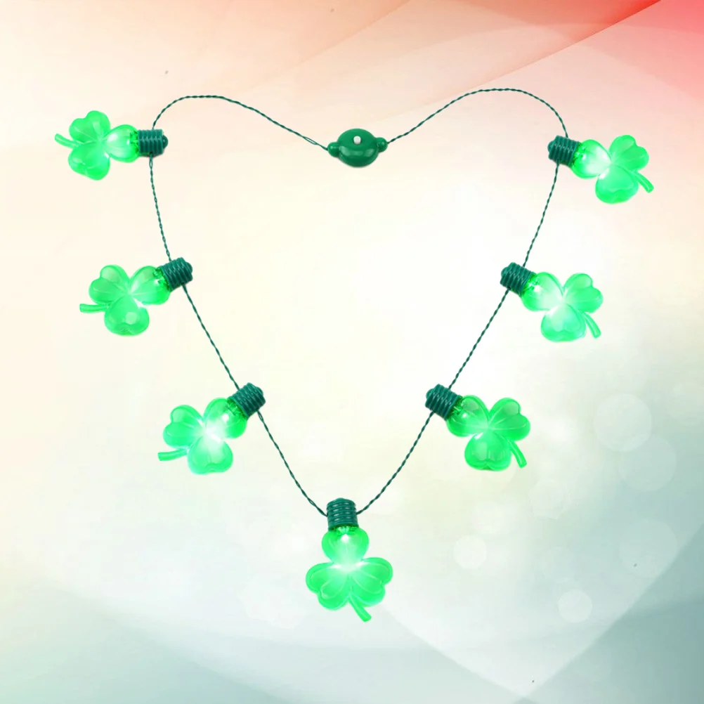 

Necklace Shamrock Patricks Day Stled Glowing Festival Lights String Beadflashing Bulb Four Leaf Decorations Party Decoration