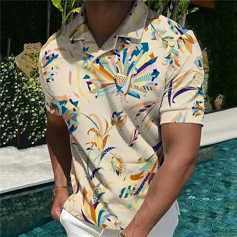 

Men's Polo Shirt Golf Shirt Floral Gradient Collar Outdoor Street Short Sleeve Zipper Print Clothing Apparel Sportswear Casual