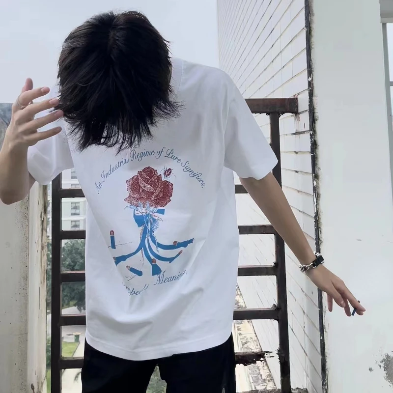 

2023 Streetwear Cavempt.Ce Rose Flower Print Tees Men Women T Shirt Summer High Quality Short Sleeve Cotton T-Shirt