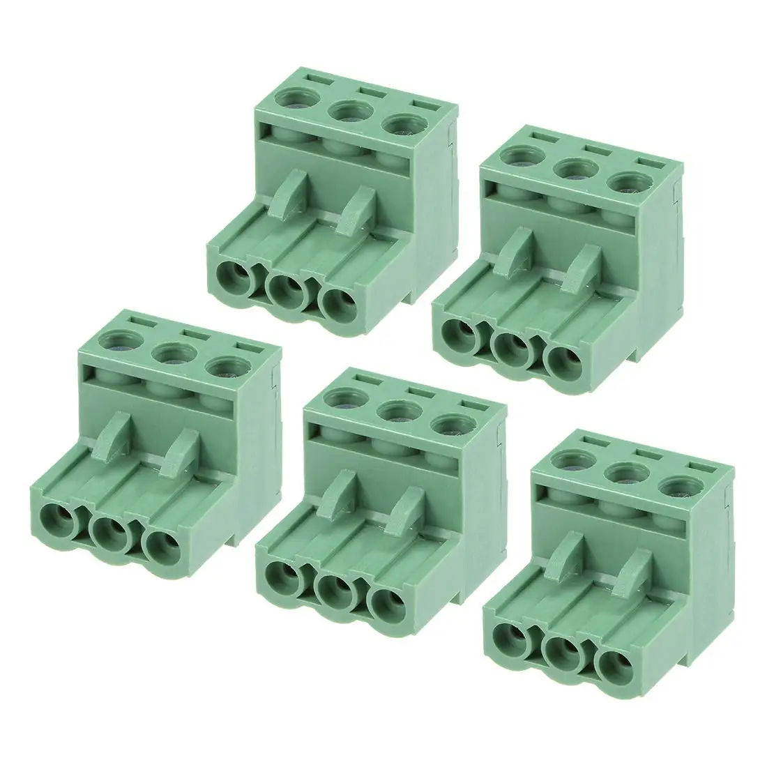 

Keszoox 5.08mm Phoenix Connectors 5Pcs AC300V 15A 5.08mm Pitch 3P Flat Angle Needle Seat Insert-in PCB