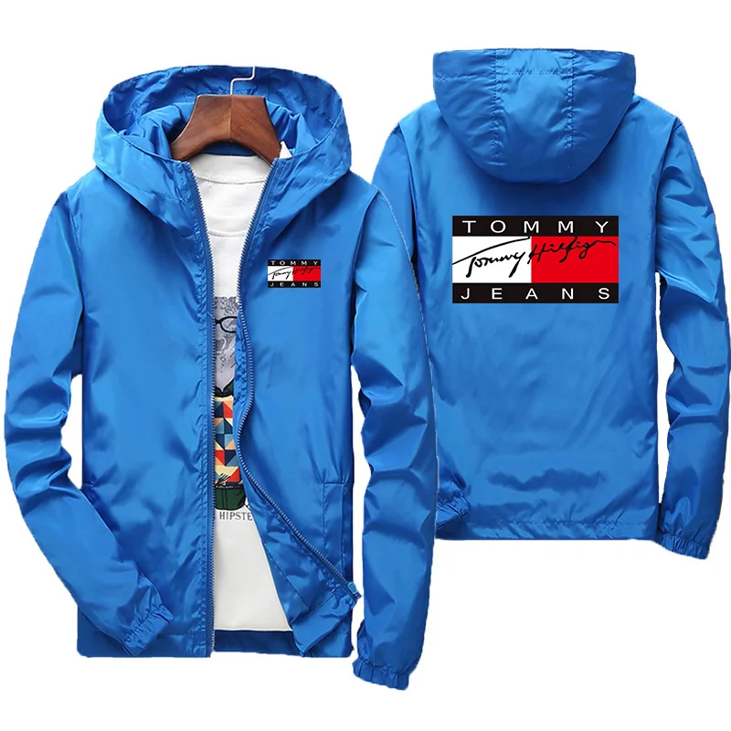 Spring and Autumn 2023 New Camping Jacket Premium Print Men's Outdoor Jacket Hooded Windproof Premium Motorcycle Casual Sports T