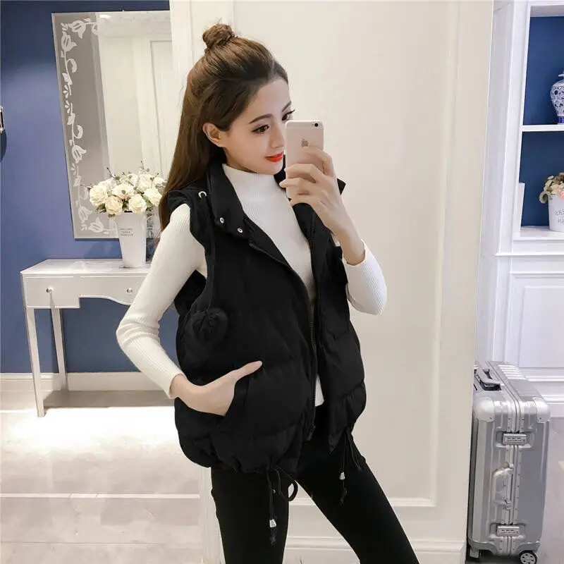 

Women Solid Color Vests Hooded Thick Vest Female Waterproof Cotton Padded Sleeveless Coat Ladies Waterproof Thick Waistcoat G79