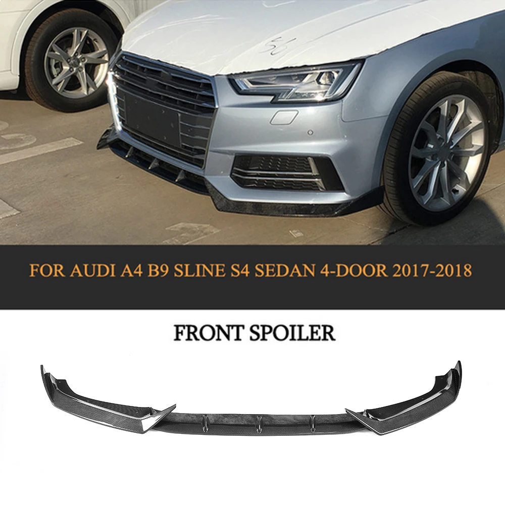 

Carbon Fiber Car Front Lip Spoiler Bumper Protector For Audi A4 B9 SLINE S4 Sedan 4 Door 2017 2018 Black FRP