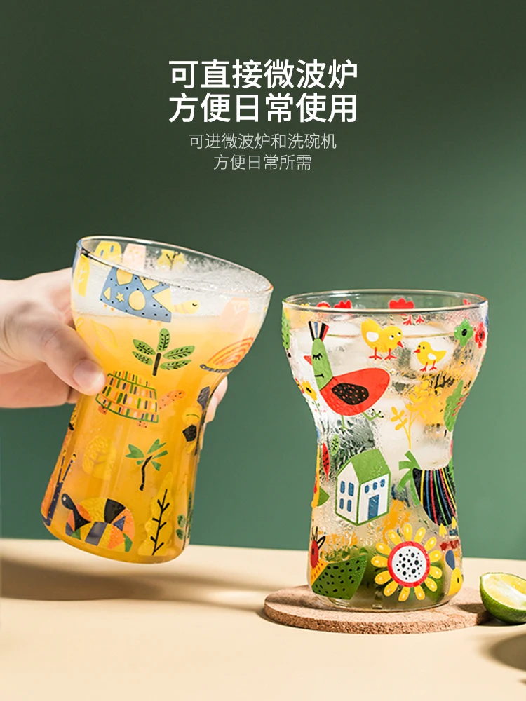 Beer Steins Good-looking Water Cup Creative Printing Tumbler Household Hot and Cold Resistant Female Summer Glass Cup