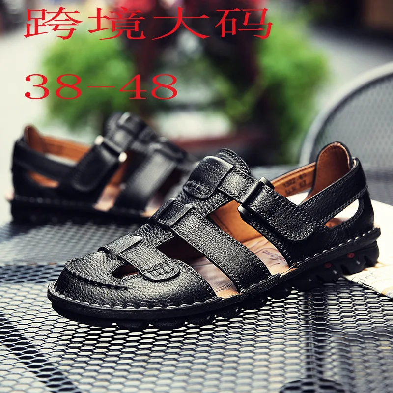 

2022 summer new sandals men's large size beach shoes leather non-slip soft bottom breathable all-match daily casual sandals