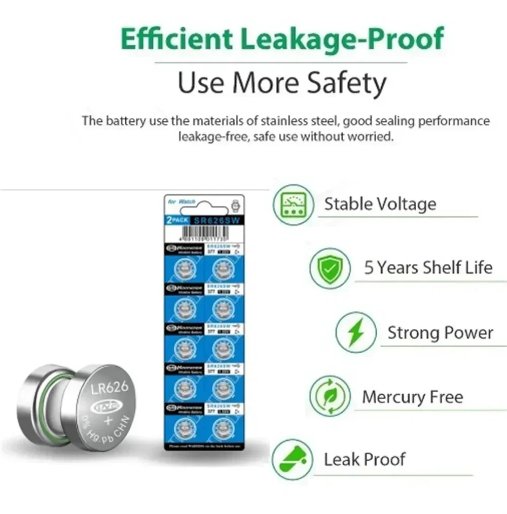 Аккумулятор для часов LR626SW 5-50 шт