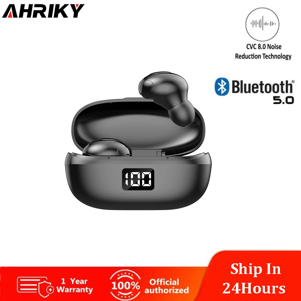 

AHRIKY Ture Wireless Stereo Bluetooth Earphone Noise Reduction In-Ear Earbuds 300mAh Charging Case Smart Touch Control Headphone