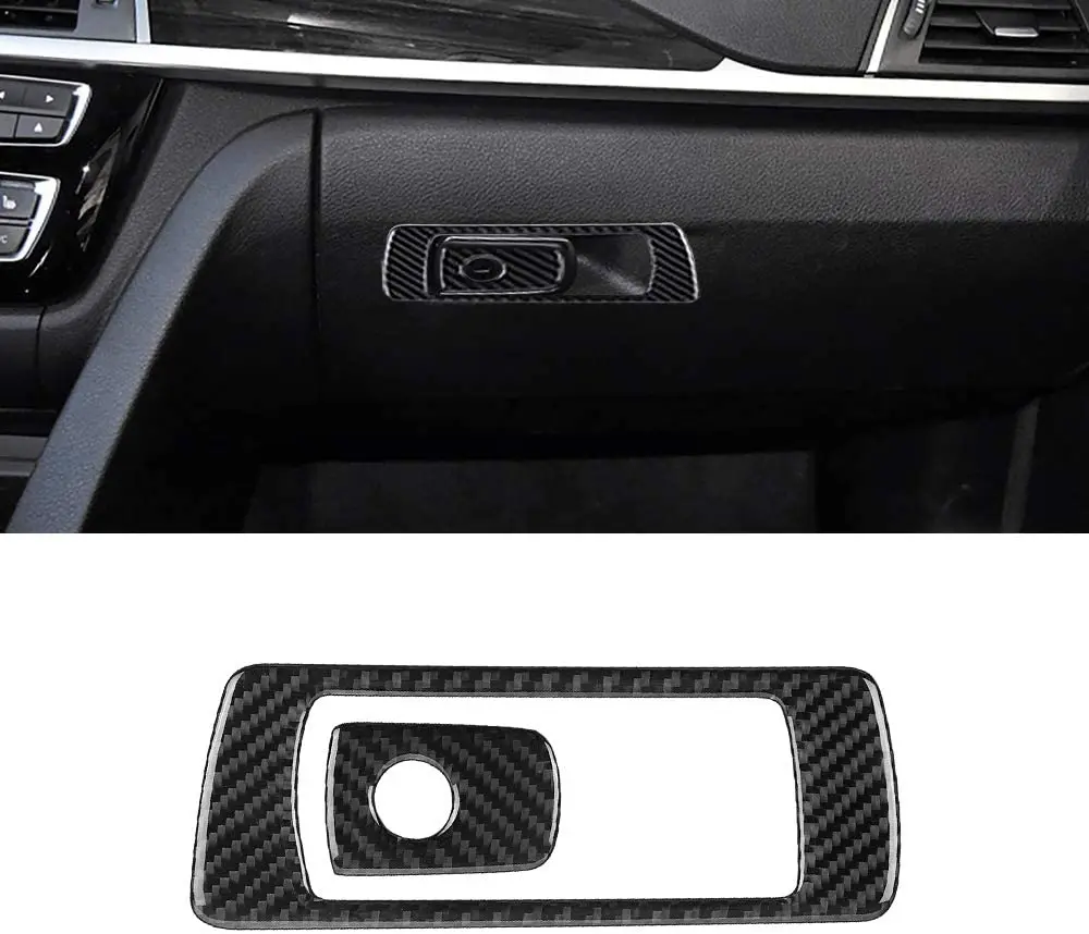 

Carbon Fiber Car Glove Box Copilot Storage Switch Handle Frame Decal Cover Trim for BMW 3 4 Series GT F30 F32 F34 2013-2019
