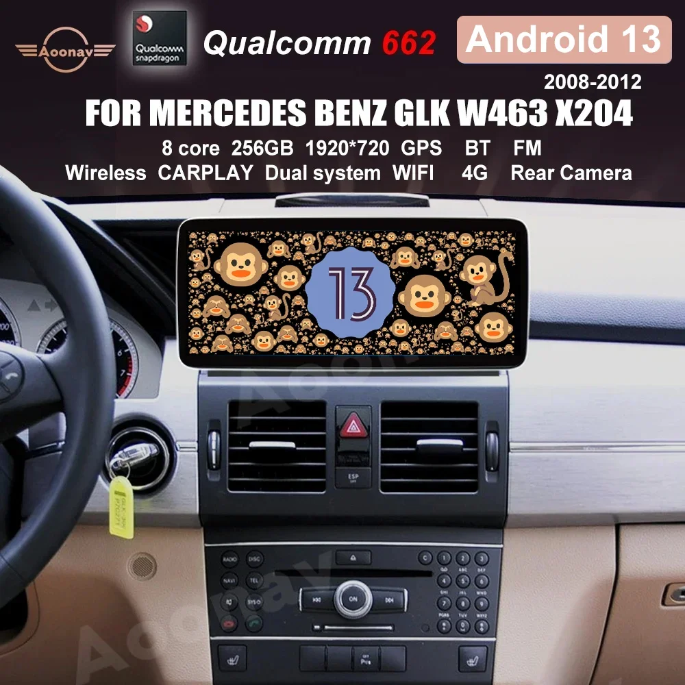 

2023 Android 13 Car Radio For Mercedes Benz GLK W463 X204 2008-2012 Qualcomm GPS Multimedia Video Player Wireless CARPLAY Unit