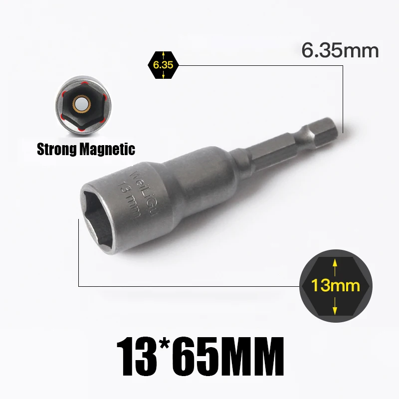 

1 шт. 5 мм-19 мм Шестигранная ударная головка Магнитная отвертка для гаек набор гаек 1/4 6,35 мм гаечный ключ дрель 65 мм Длинный адаптер электрическая дрель комплект торцевых головок