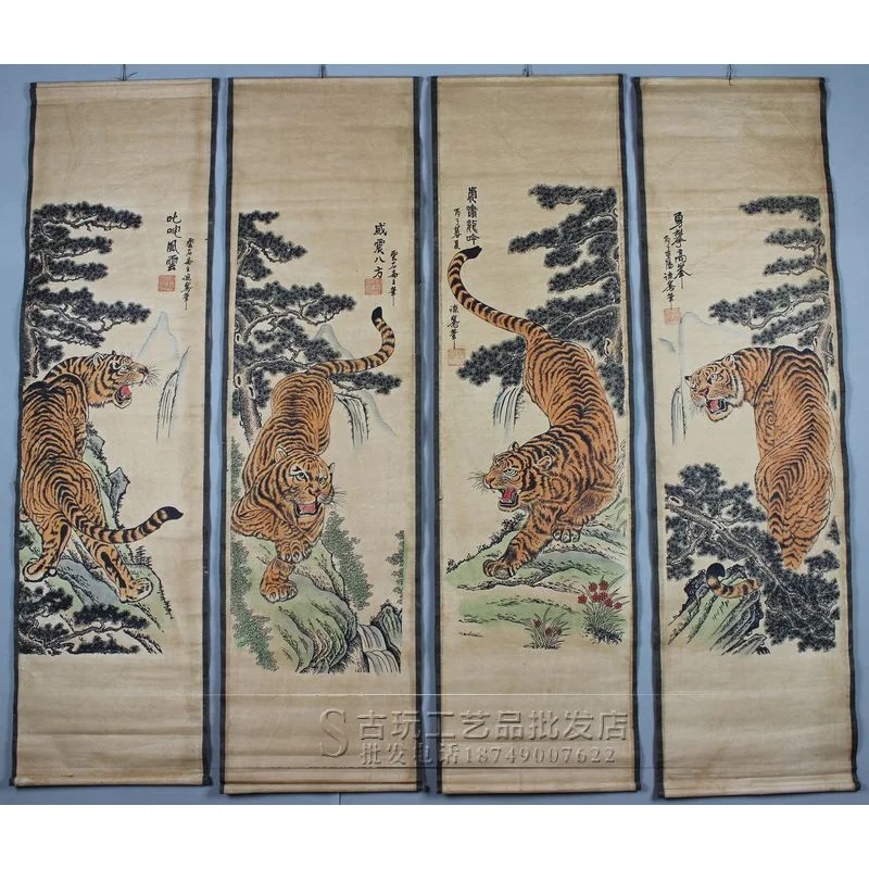 Фабрика оптовая продажа винтажная каллиграфия и живопись четыре экрана