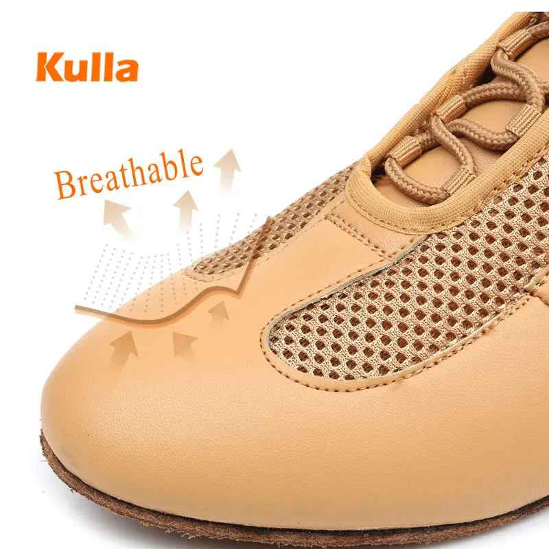 Latin Dance Shoes Women Salsa Jazz Dance Shoes Leather Breath Falt Heel Female Tango Ballroom Dancing Shoe Ladies Dance Sneakers