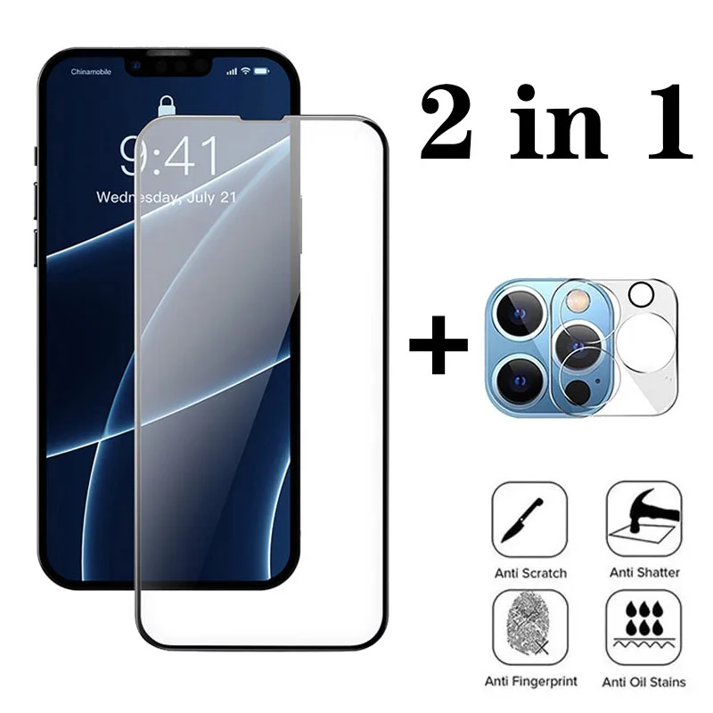 

HD Tempered Glass For iPhone 14 13 12 11 Pro Max Screen Protector For iPhone 13 Mini 14 Plus 3D Lens Integrated Protective Film