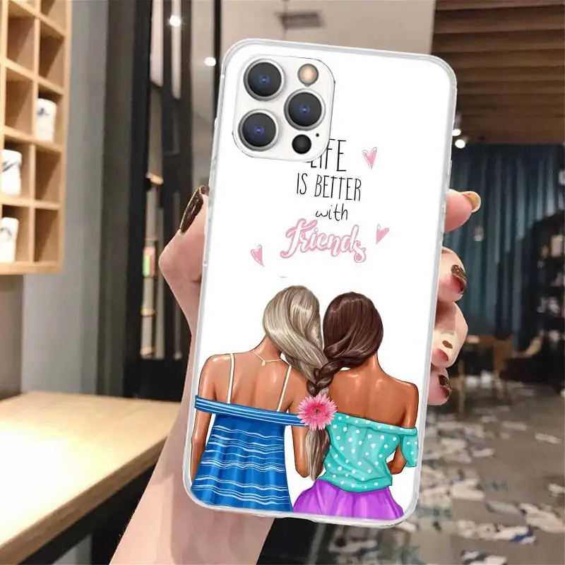 Чехол для телефона с рисунком девочек Best Friends Forever BFF мягкий чехол iPhone 13 12 Mini 11 Pro Max X