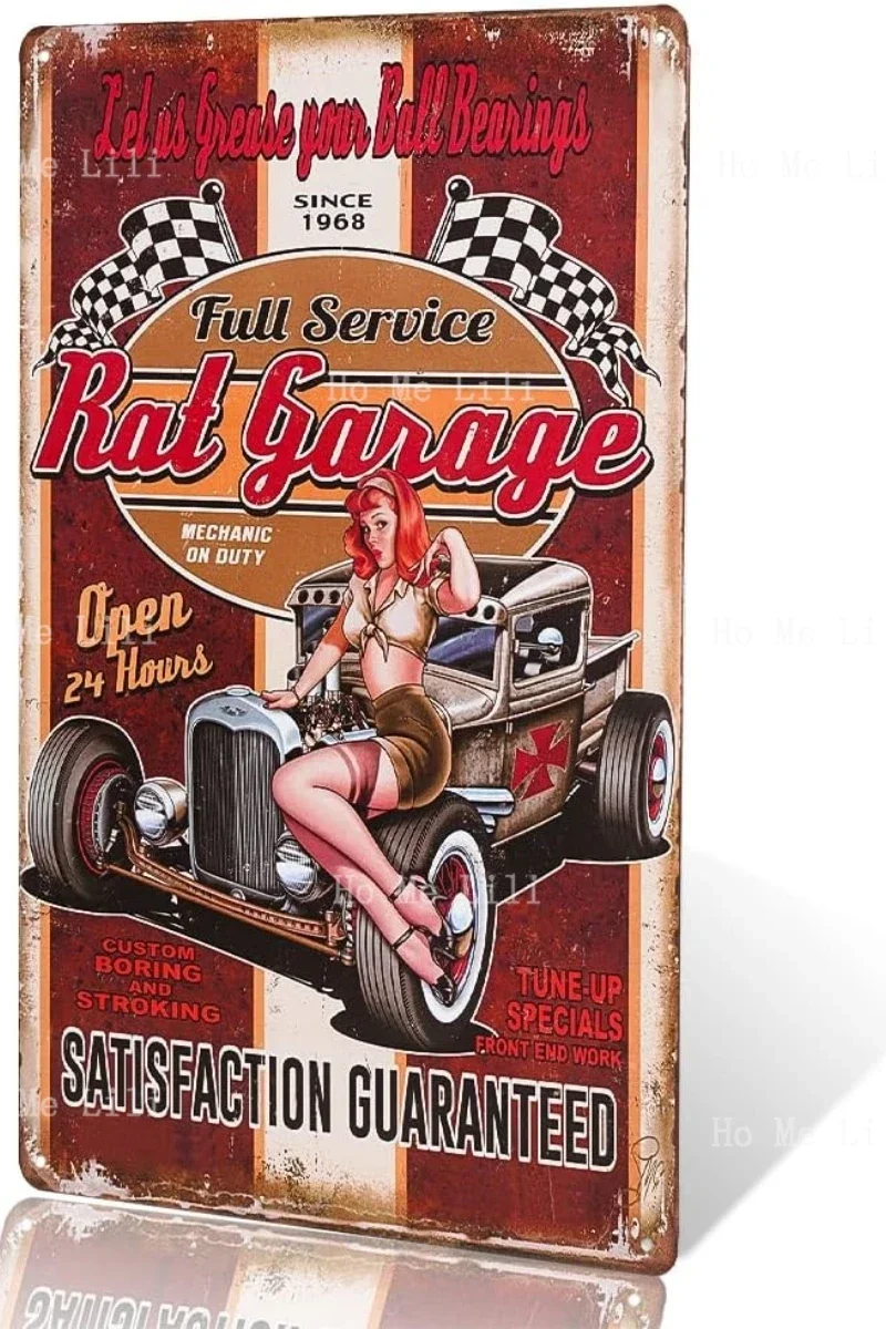 Dingleiever Крыса Гараж Металлическая Вывеска Винтаж Домашний Декор Настенное