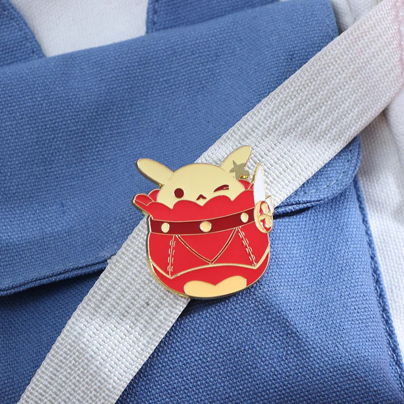 

anime genshin impact cosplay klee bomb rabbit badge brooch lapel pin for women girls clothes backpack cute icon insignia jewelry