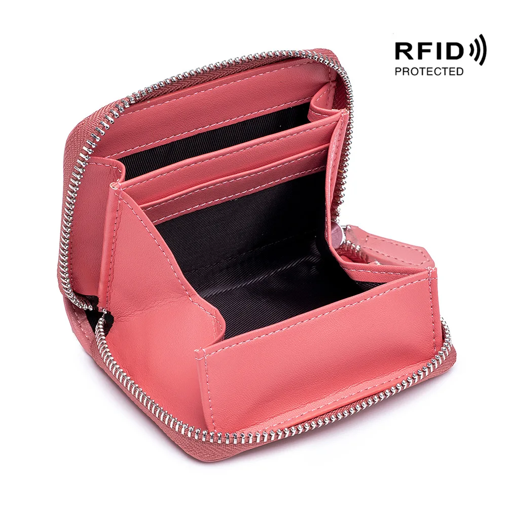 

Coin Japanese Anti-theft Purse And Leather Women Classification Zipper Men Coin Storage Style Coin Brush R-fid Purse