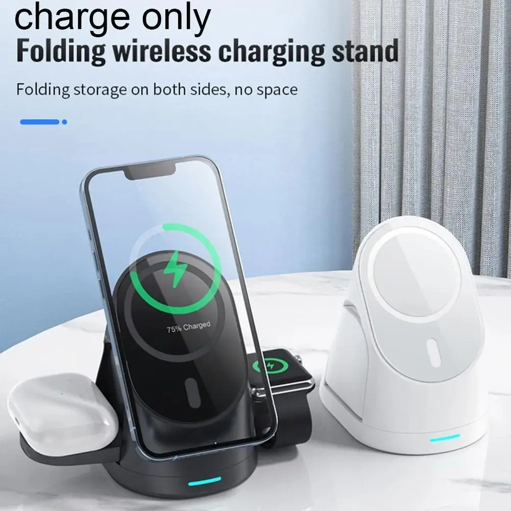 

3-in-1 Magnetic Wireless Charger Stand For Apple Iphone 12 13 Smart Watch Charger Dock Headset Wireless Charging Dock