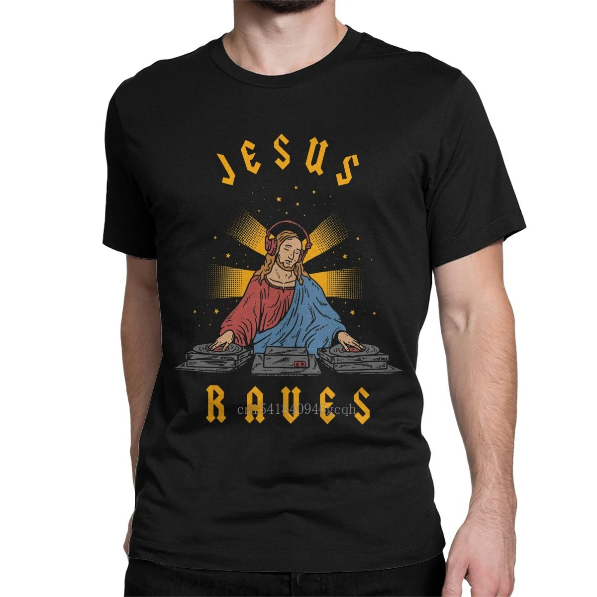 

Men's T-Shirts Jesus Raves Novelty 100% Cotton Tees Short Sleeve Satan Cool Christian T Shirts Crew Neck Tops Big Size