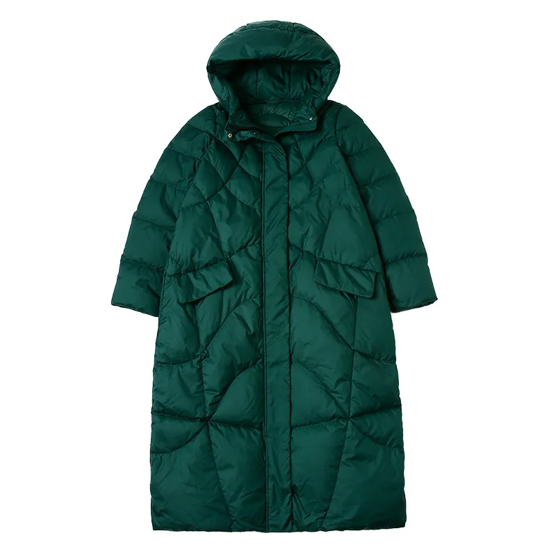 2022 New Down Jacket Women's Thickened Warm Medium and Long White Duck Down Slim Women's Down Jacket