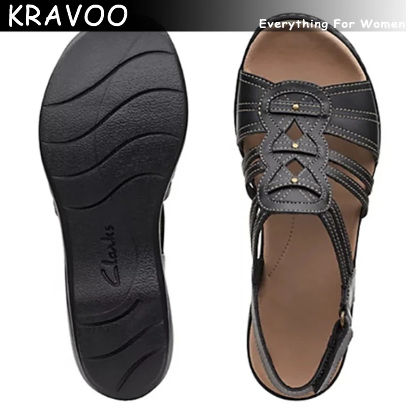 

KRAVOO Women Shoes Roman Peep Toe Platform Women Sandals Beach Slippers Women Hook and Loop Plus Size 35-43 Casual Shoes 2023