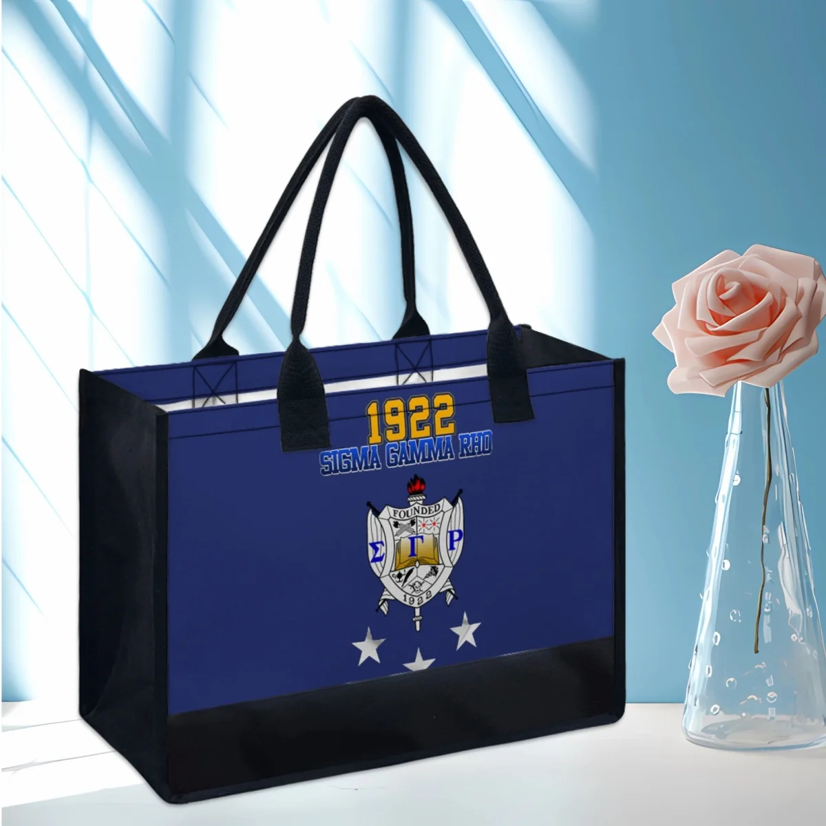 Фото Сумки Totes Sigma Gamma Rho женские с принтом, вместительные дамские сумочки для покупок, повседневные дорожные пляжные аксессуары №2